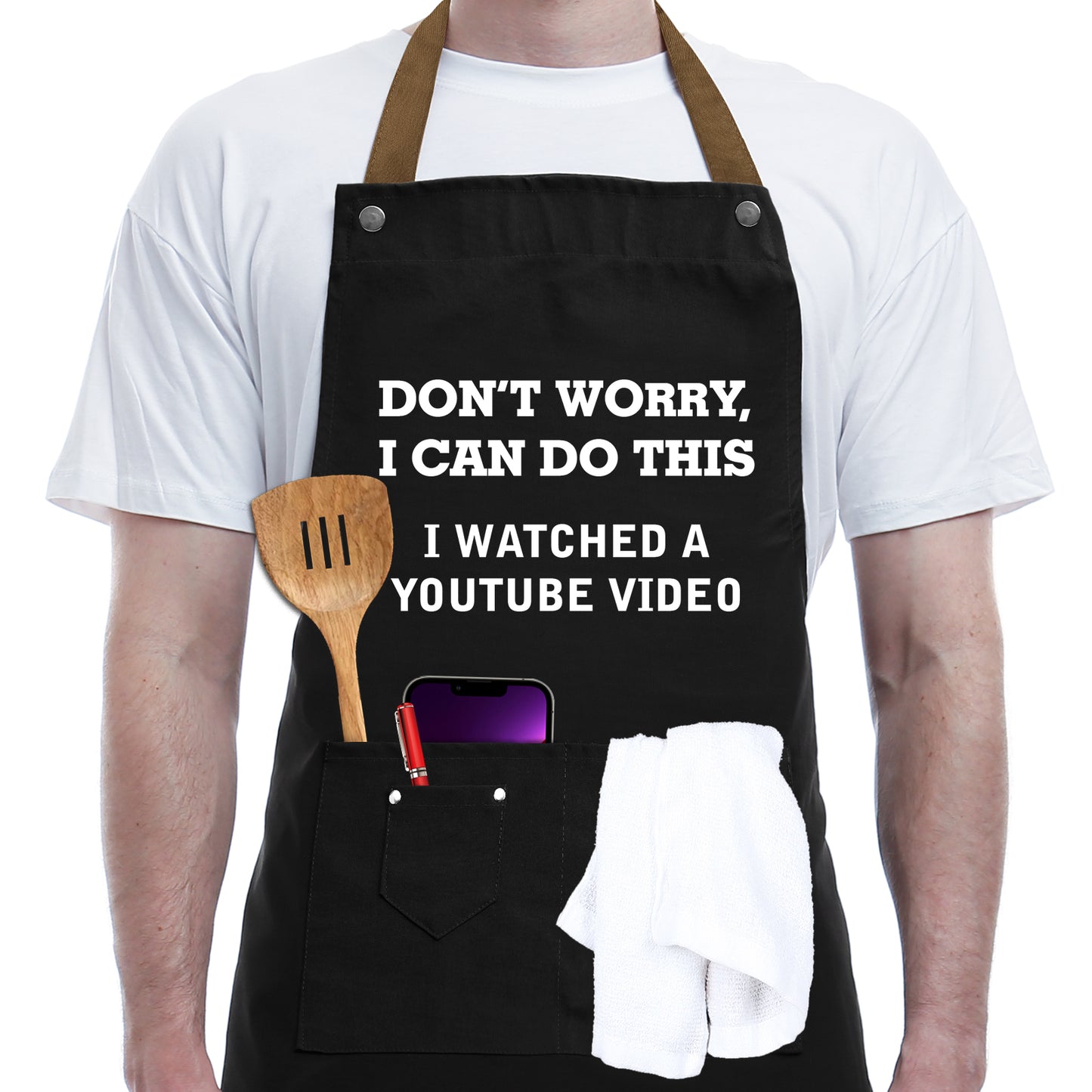 Gifts for Mom, Dad, Mother's Day Father's Day Dad Gifts from Daughter Son, Funny Gift for Husband, Boyfriend, Brother, Uncle, Men Unique Birthday Present – BBQ Cooking Chef Apron with 3 Pockets
