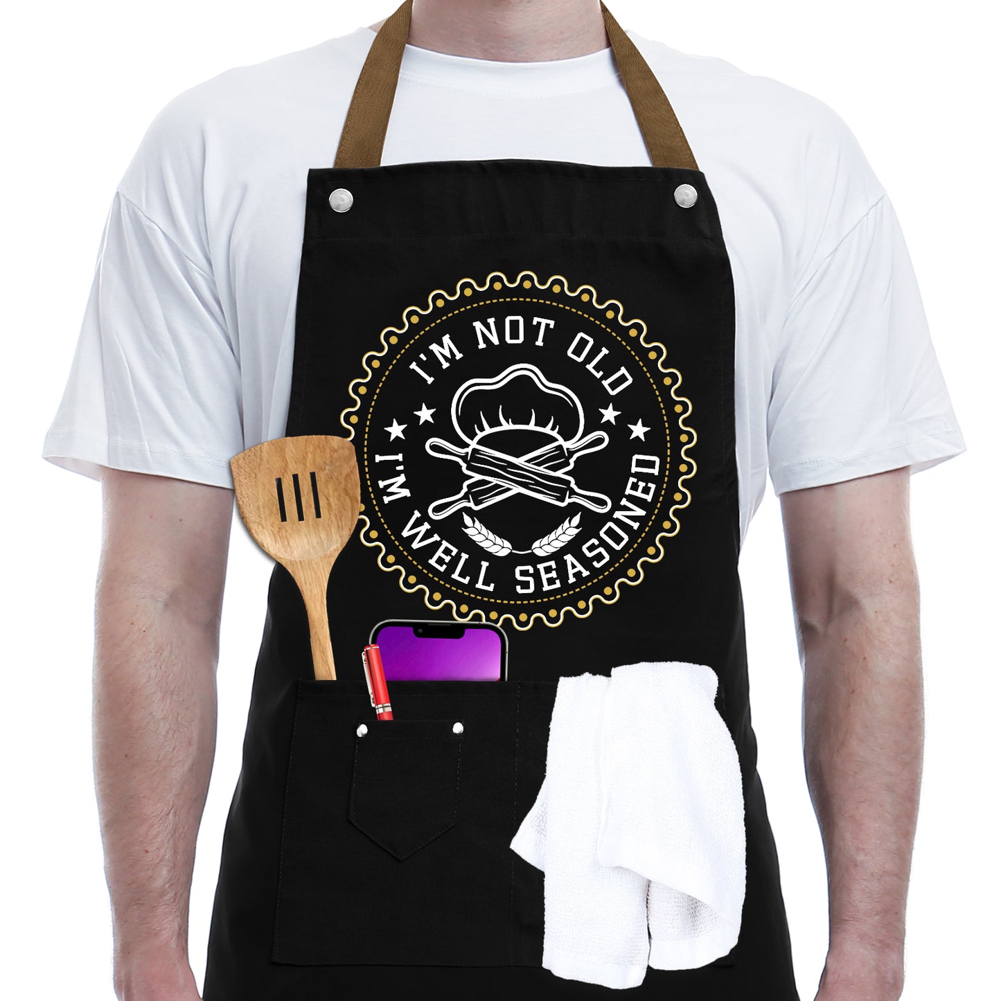 Kitchen Gifts For Men, Women, Gifts for Mom, Gifts for Dad, Husband, Boyfriend, Brother, Wife, Girlfriend, Unique Birthday Gifts, Humor Apron for friends, Bff, Kitchen Chef Aprons Baking Gifts