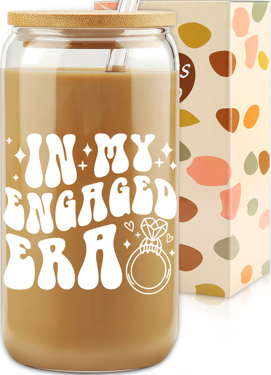 Engagement Gift, In My Engaged Era Glass Cup, Future Bride Gift Ideas, Bridal Shower Gift for Her, Wedding Gift for Best Friend - New Bride Gift - Fiancée Gift - Bride to Be Tumbler - Gifts for Her