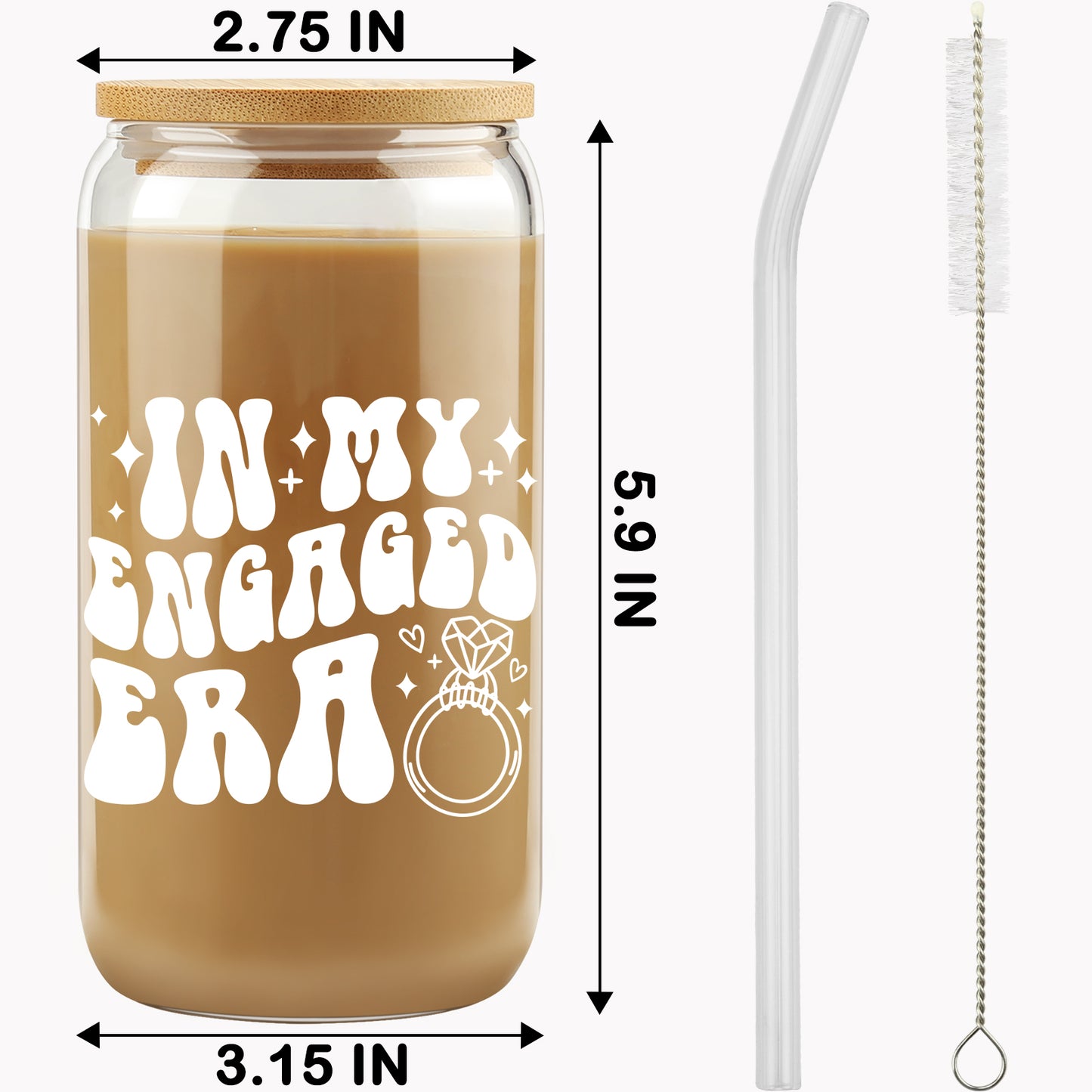 Engagement Gift, In My Engaged Era Glass Cup, Future Bride Gift Ideas, Bridal Shower Gift for Her, Wedding Gift for Best Friend - New Bride Gift - Fiancée Gift - Bride to Be Tumbler - Gifts for Her