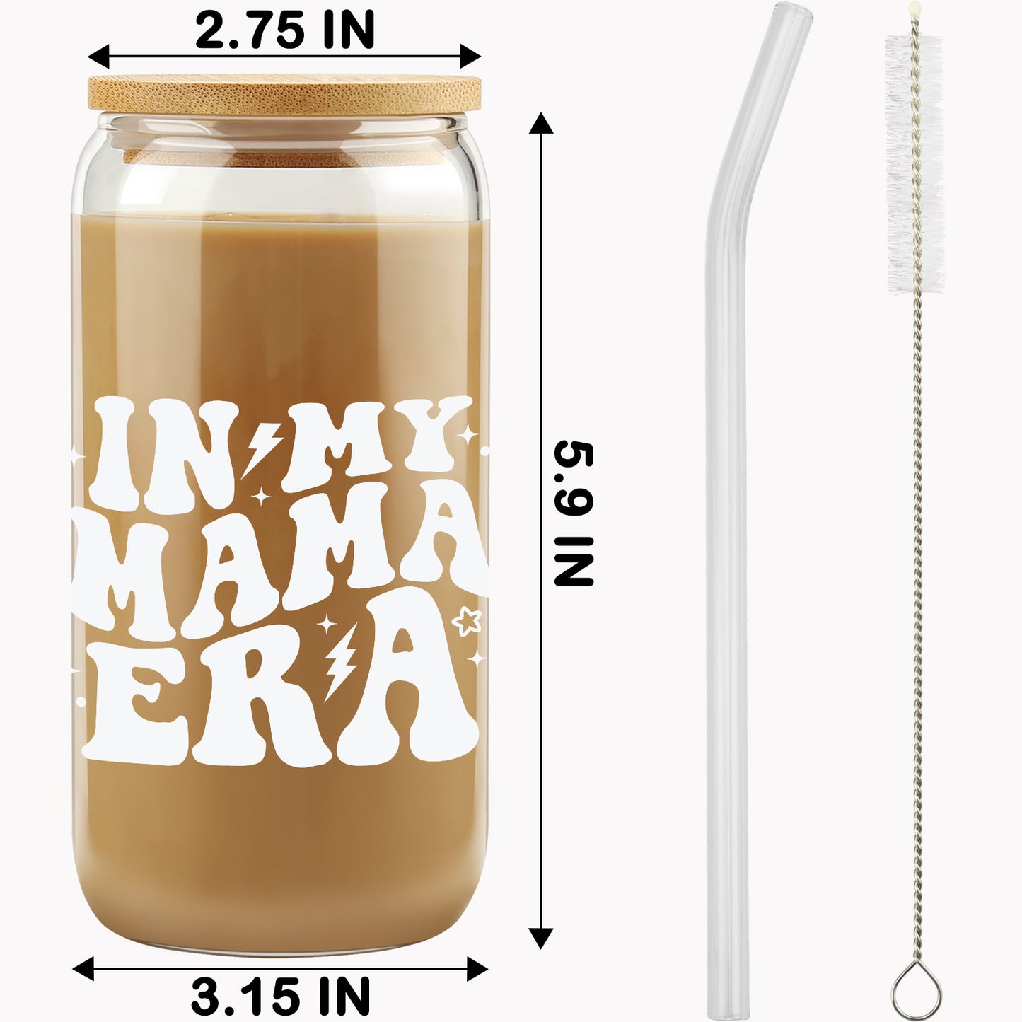 Mother's Day Gifts for New Mom - Unique Birthday Gifts for Pregnant Mom, Pregnancy Announcement Coffee Tumbler, New Mother Coffee Cup, Baby Announcement Gifts - 16oz Coffee Glass Cup Set w/Straw Lid