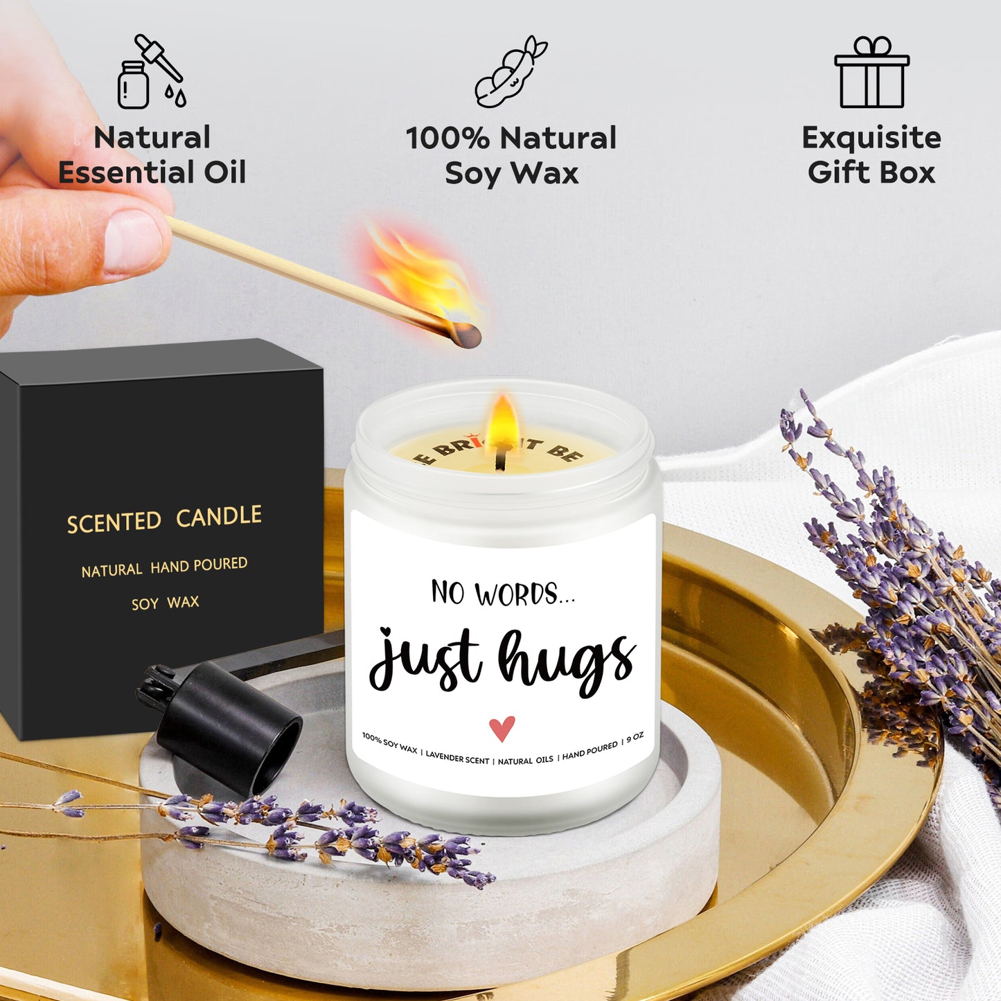 No Words Just Hugs Candle, Thinking of You Gifts, Gift for Friend, Get Well Soon, Sympathy Gifts for Her, Sending You Hugs, Sorry for Your Loss, Remembrance, Memory Gift for Mom Dad Condolence Easter