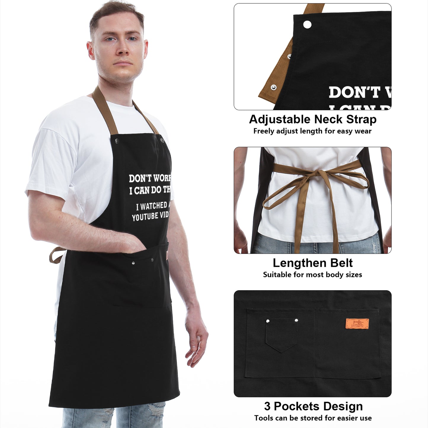 Gifts for Mom, Dad, Mother's Day Father's Day Dad Gifts from Daughter Son, Funny Gift for Husband, Boyfriend, Brother, Uncle, Men Unique Birthday Present – BBQ Cooking Chef Apron with 3 Pockets