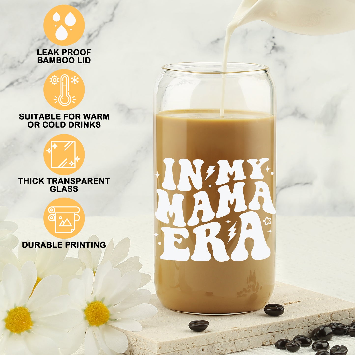 Mother's Day Gifts for New Mom - Unique Birthday Gifts for Pregnant Mom, Pregnancy Announcement Coffee Tumbler, New Mother Coffee Cup, Baby Announcement Gifts - 16oz Coffee Glass Cup Set w/Straw Lid