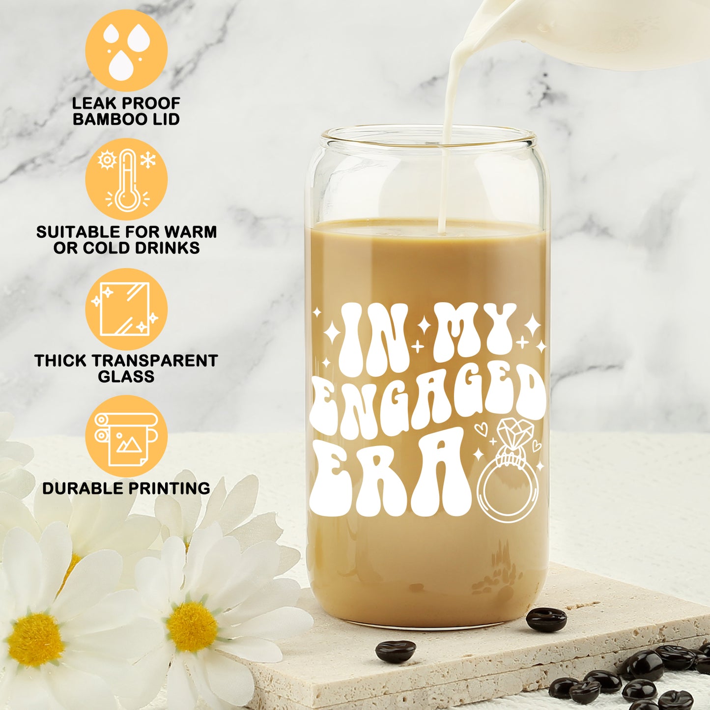 Engagement Gift, In My Engaged Era Glass Cup, Future Bride Gift Ideas, Bridal Shower Gift for Her, Wedding Gift for Best Friend - New Bride Gift - Fiancée Gift - Bride to Be Tumbler - Gifts for Her