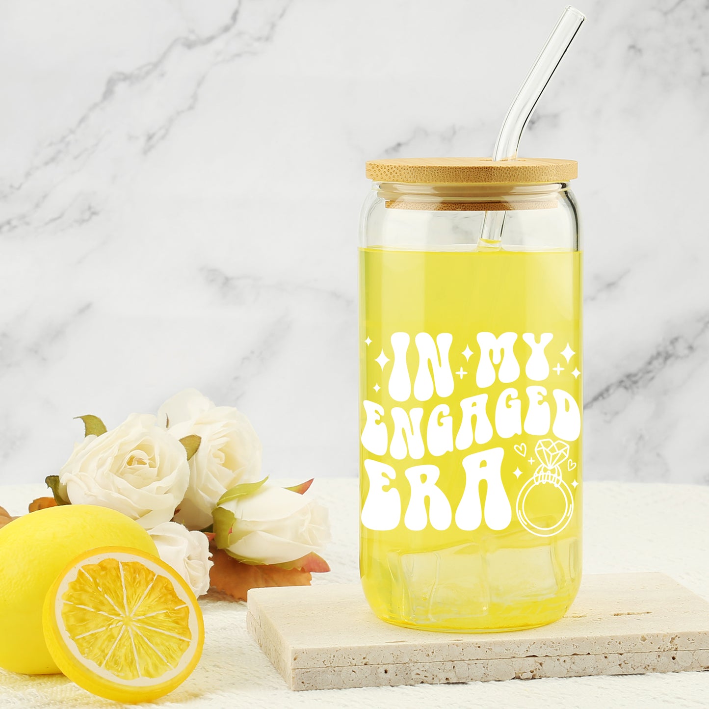Engagement Gift, In My Engaged Era Glass Cup, Future Bride Gift Ideas, Bridal Shower Gift for Her, Wedding Gift for Best Friend - New Bride Gift - Fiancée Gift - Bride to Be Tumbler - Gifts for Her