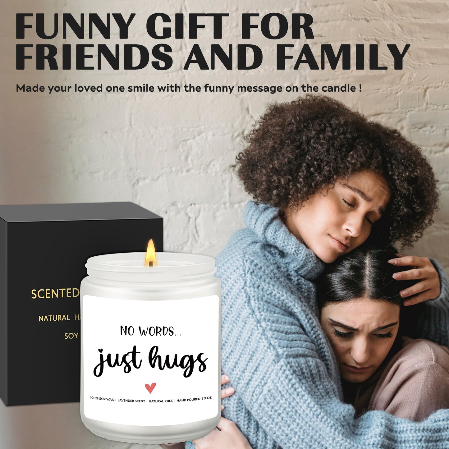 No Words Just Hugs Candle, Thinking of You Gifts, Gift for Friend, Get Well Soon, Sympathy Gifts for Her, Sending You Hugs, Sorry for Your Loss, Remembrance, Memory Gift for Mom Dad Condolence Easter