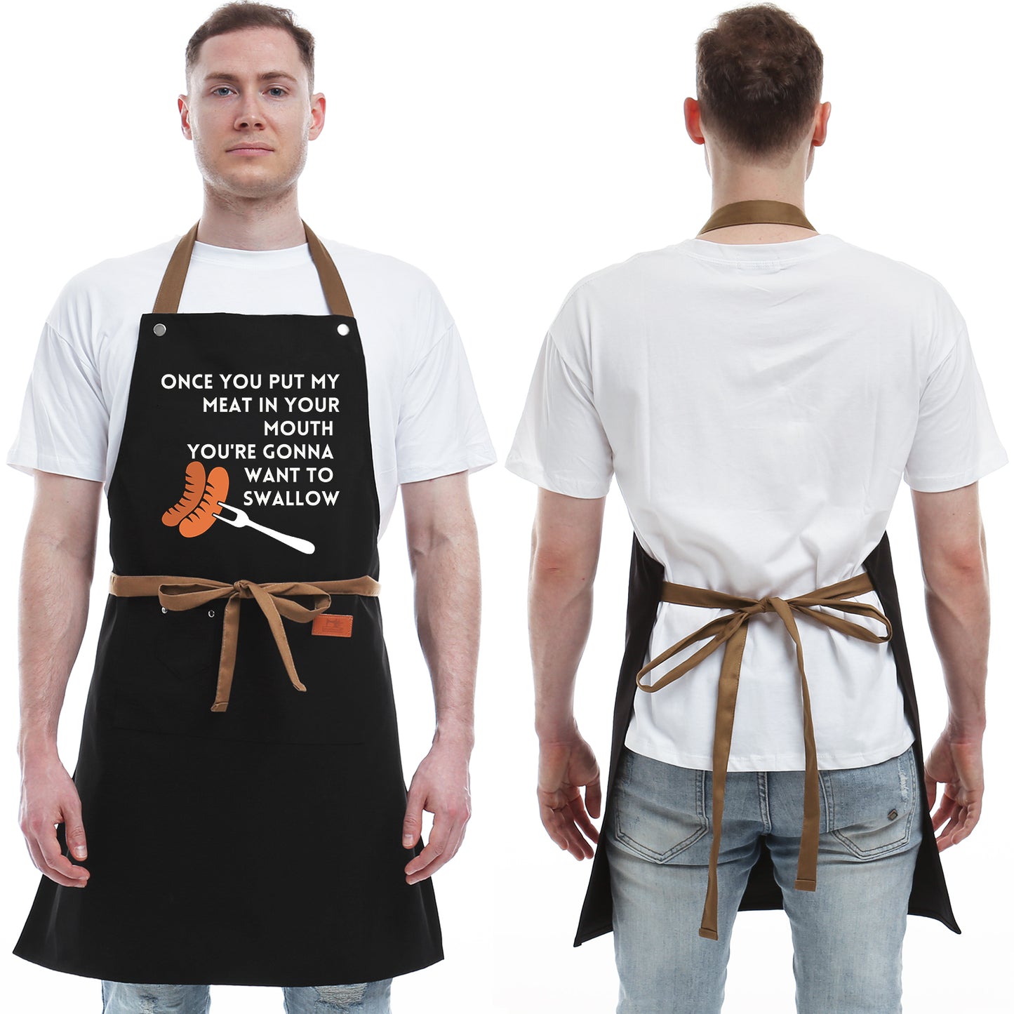 Gift Ideas For Her Him - Birthday Gifts For Men, Dad, Husband, Boyfriend, Brother - Funny BBQ Apron for Men with Pockets, Dad Gifts from Daughter, Son - Cooking Gifts, BBQ Gifts, Grill Apron