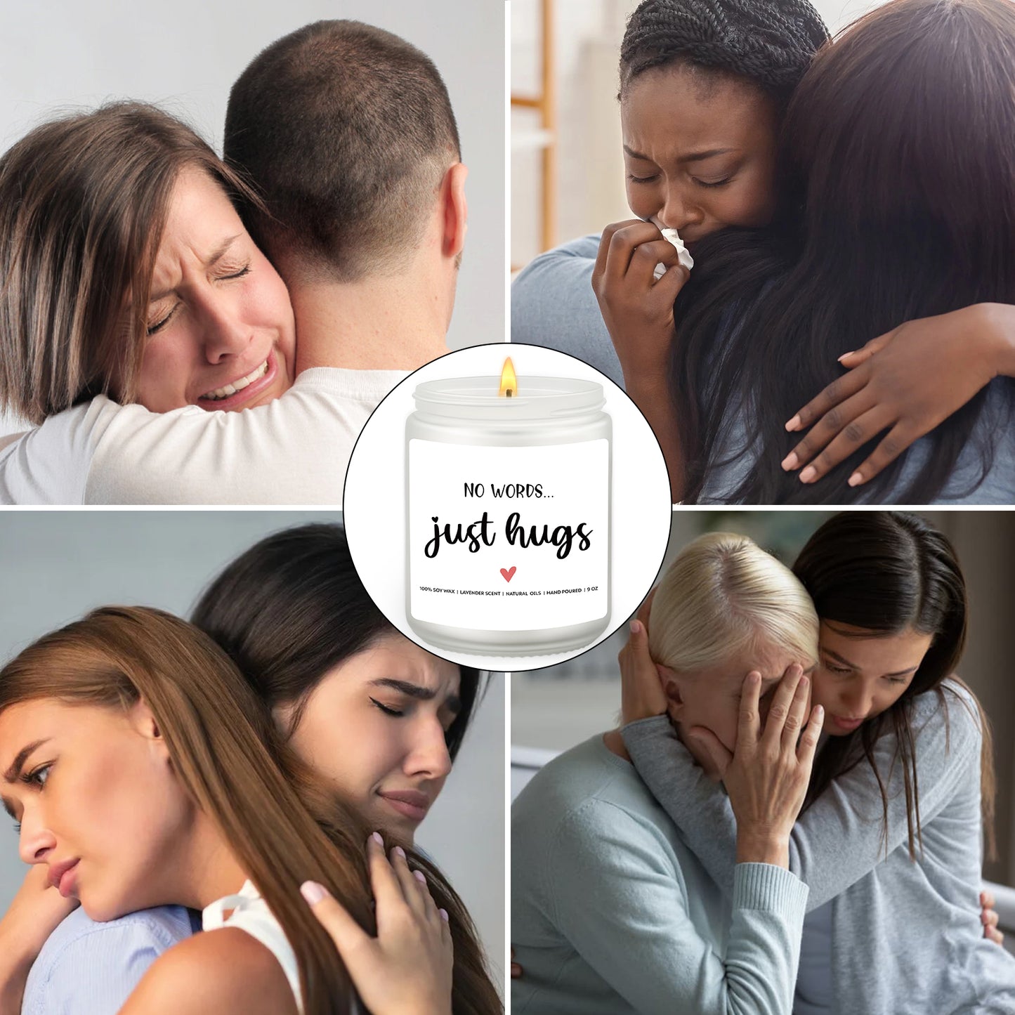 No Words Just Hugs Candle, Thinking of You Gifts, Gift for Friend, Get Well Soon, Sympathy Gifts for Her, Sending You Hugs, Sorry for Your Loss, Remembrance, Memory Gift for Mom Dad Condolence Easter