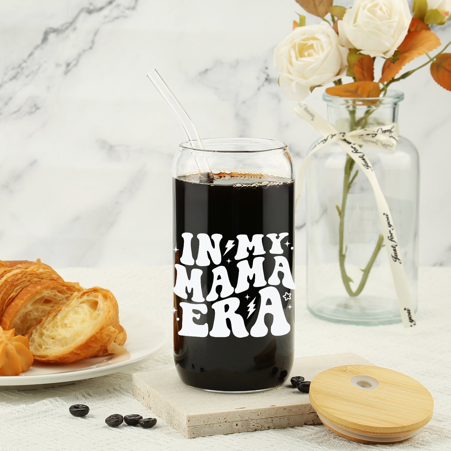 Mother's Day Gifts for New Mom - Unique Birthday Gifts for Pregnant Mom, Pregnancy Announcement Coffee Tumbler, New Mother Coffee Cup, Baby Announcement Gifts - 16oz Coffee Glass Cup Set w/Straw Lid