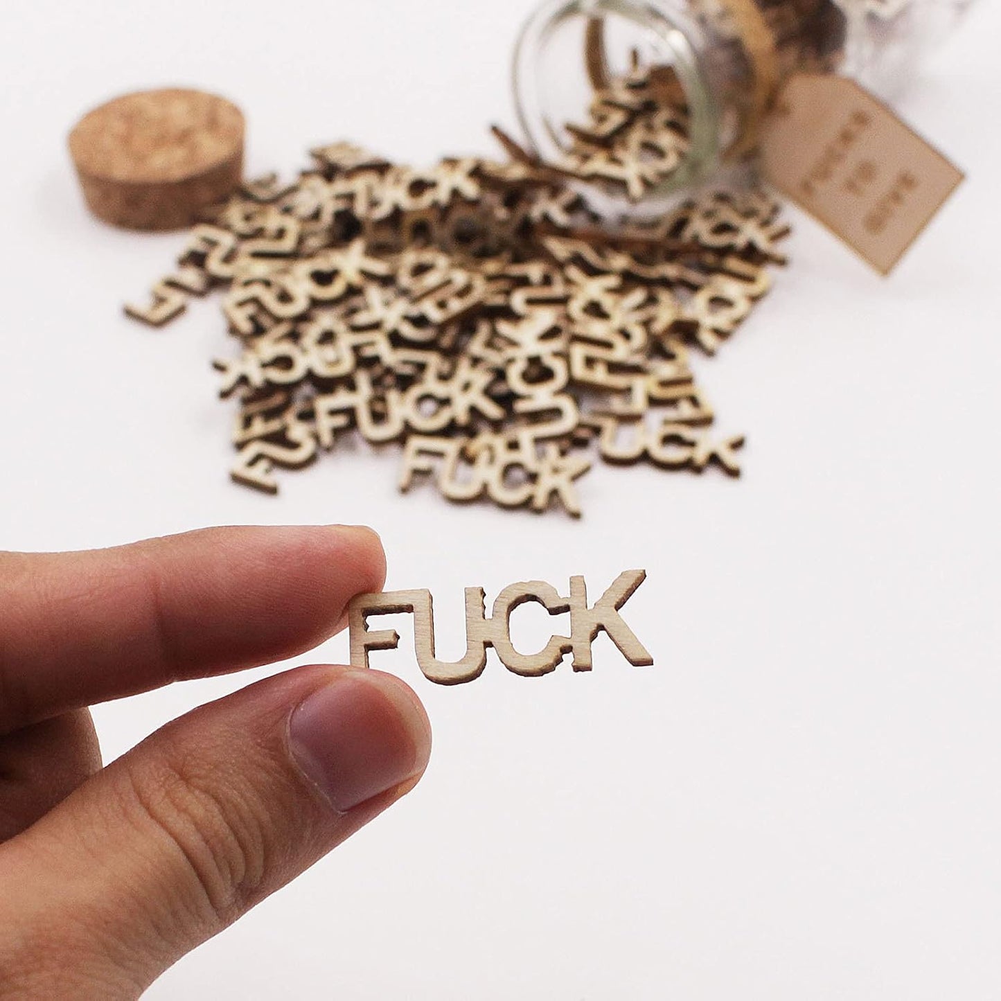 fuck jar(5oz)Gift Jar,Fucks to Give,Fuck Wooden Cutout Letter Piece Bad Mood Vent Spoof Birthday Day,Holiday, Thanksgiving Christmas Gifts to Friend,gag Funny Gift