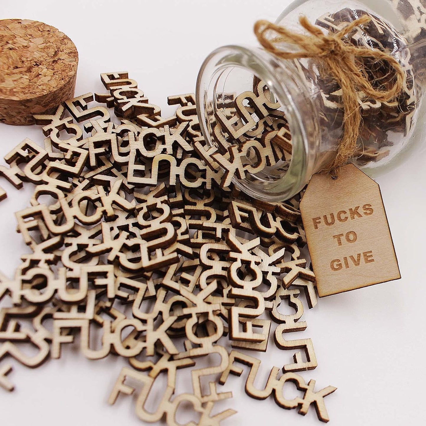 fuck jar(5oz)Gift Jar,Fucks to Give,Fuck Wooden Cutout Letter Piece Bad Mood Vent Spoof Birthday Day,Holiday, Thanksgiving Christmas Gifts to Friend,gag Funny Gift
