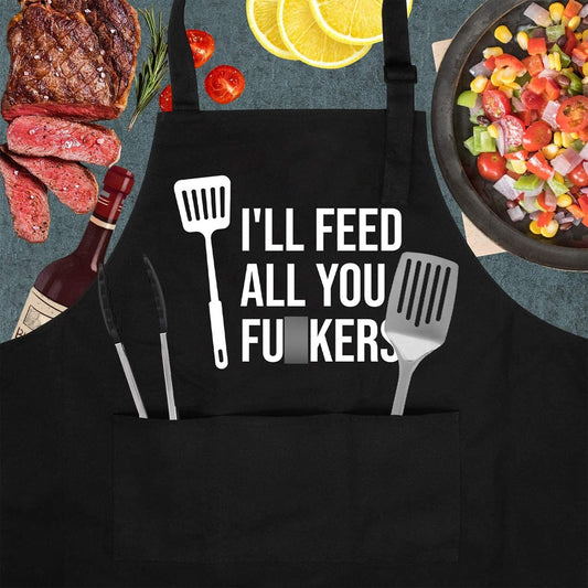 Funny Cooking Aprons for Men Women, Funny Dad Gifts for Mens Father, Mom - Mothers Day, Fathers Day, Birthday Gifts for Dad Step Brother Boyfriend Husband, Cool BBQ Grilling Kitchen Chef Apron