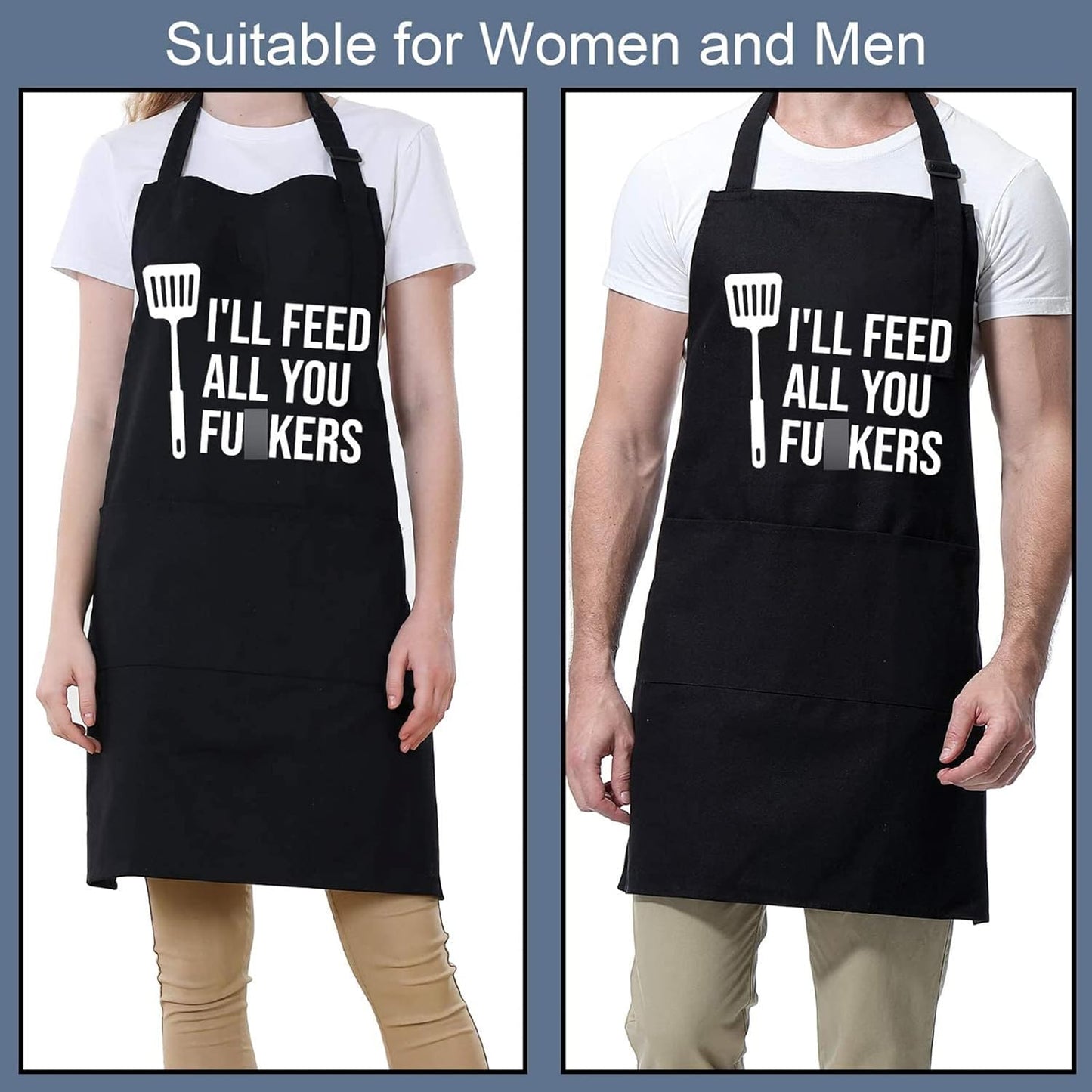 Funny Cooking Aprons for Men Women, Funny Dad Gifts for Mens Father, Mom - Mothers Day, Fathers Day, Birthday Gifts for Dad Step Brother Boyfriend Husband, Cool BBQ Grilling Kitchen Chef Apron