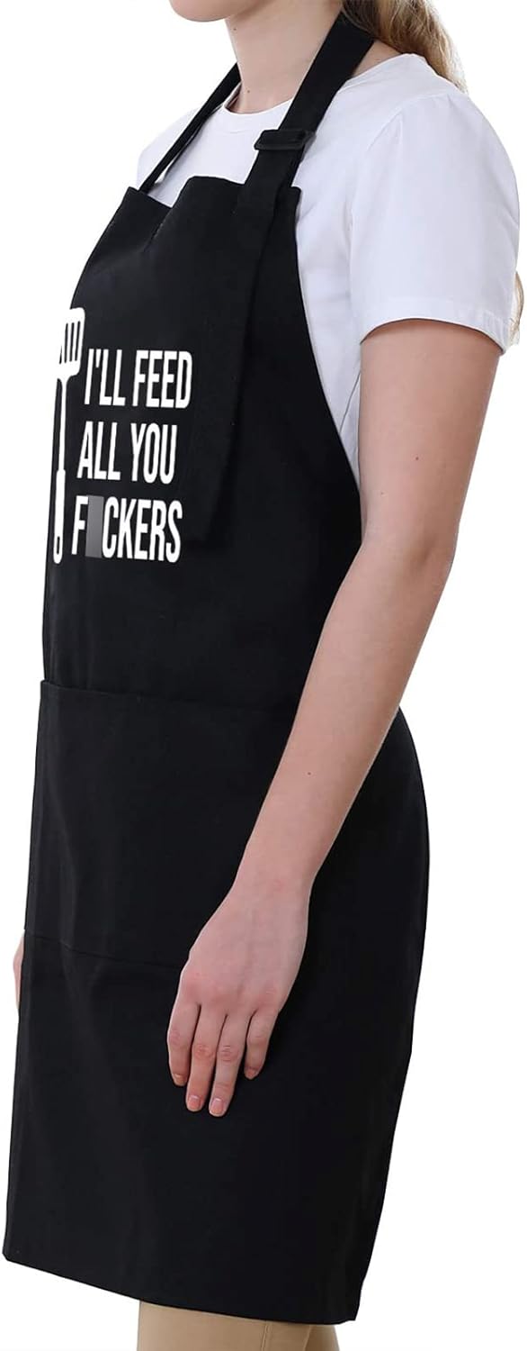 Funny Cooking Aprons for Men Women, Funny Dad Gifts for Mens Father, Mom - Mothers Day, Fathers Day, Birthday Gifts for Dad Step Brother Boyfriend Husband, Cool BBQ Grilling Kitchen Chef Apron