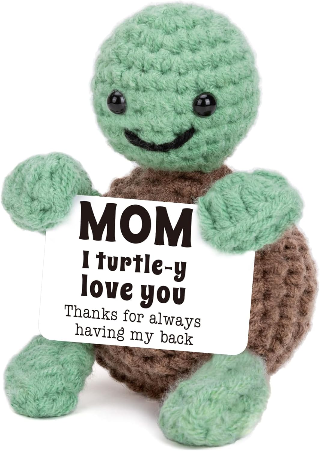 Mini Funny Turtle for Her Him, Mothers Day Mom Gifts from Daughter Son, New Bonus Step Mom Mama Mother in Law Gifts Ideas, I Love You Small Cute Stuff Things, Handmade Emotional Positive Crochet Turtle