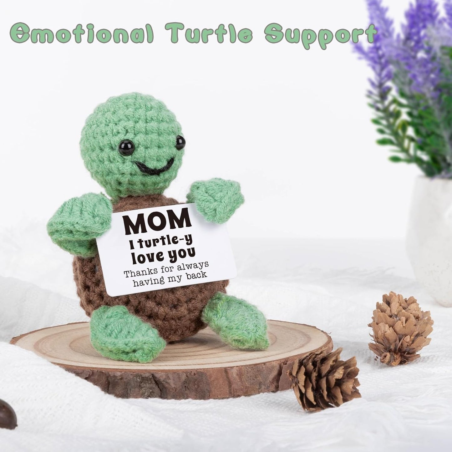 Mini Funny Turtle for Her Him, Mothers Day Mom Gifts from Daughter Son, New Bonus Step Mom Mama Mother in Law Gifts Ideas, I Love You Small Cute Stuff Things, Handmade Emotional Positive Crochet Turtle