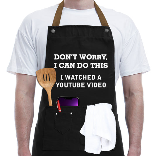 Gifts for Mom, Dad, Mother's Day Father's Day Dad Gifts from Daughter Son, Funny Gift for Husband, Boyfriend, Brother, Uncle, Men Unique Birthday Present – BBQ Cooking Chef Apron with 3 Pockets