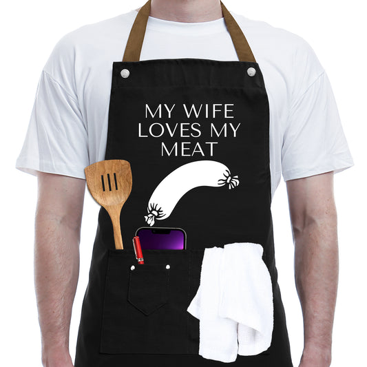 Funny Gifts for Men Apron - Dad Gifts - Husband Gifts from Wife - Fathers Day, Birthday Naughty Gifts for Men, Male Friends, Boyfriend, Guy, Chef, Him, Coworker - BBQ Cooking Grilling Aprons