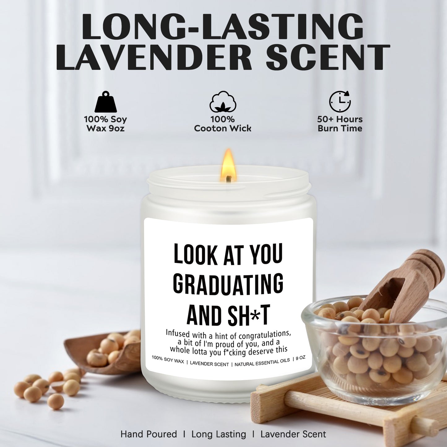 Graduation Gift, Bachelors Graduation Gift, Masters Graduation, Nursing School Grad, College Graduation Gift, High School Graduation, Achievement Gift, Funny Surprise Gift - Funny Grad Scented Candle
