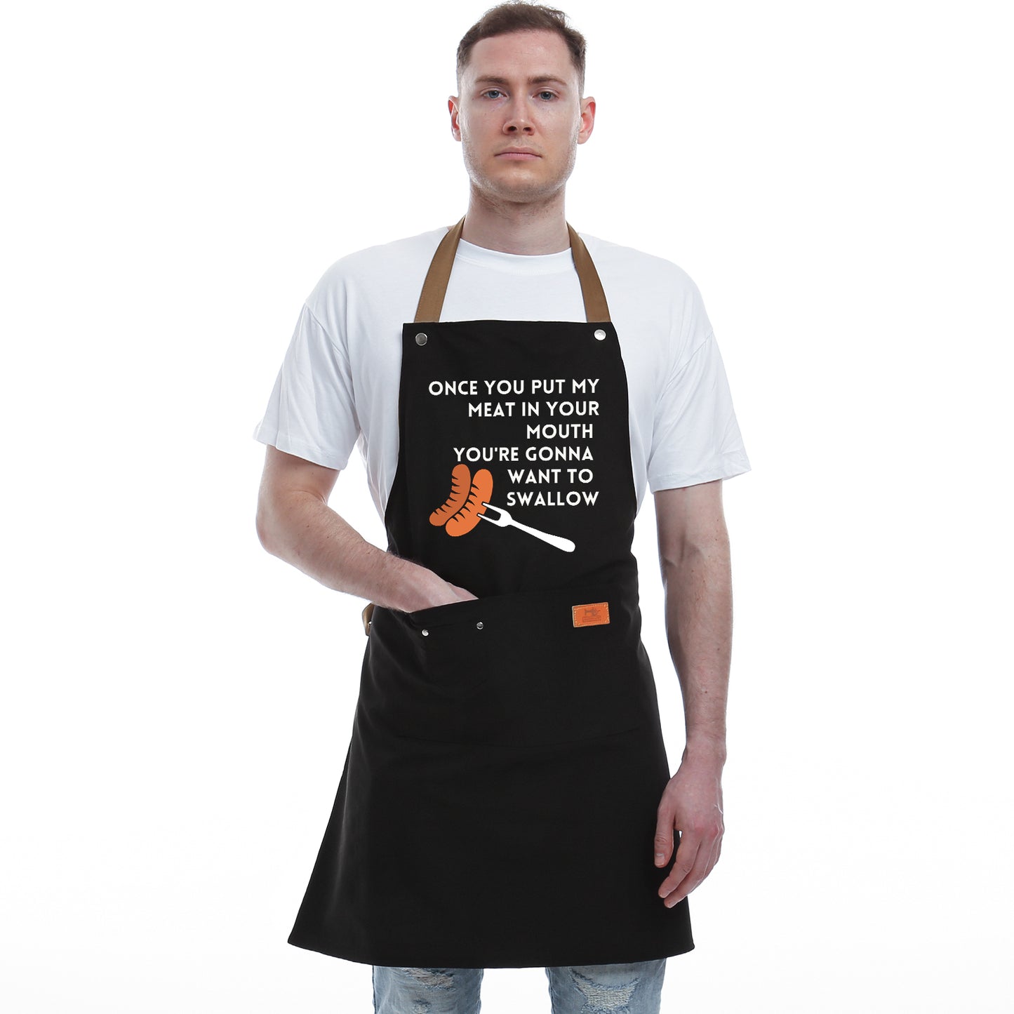 Gift Ideas For Her Him - Birthday Gifts For Men, Dad, Husband, Boyfriend, Brother - Funny BBQ Apron for Men with Pockets, Dad Gifts from Daughter, Son - Cooking Gifts, BBQ Gifts, Grill Apron