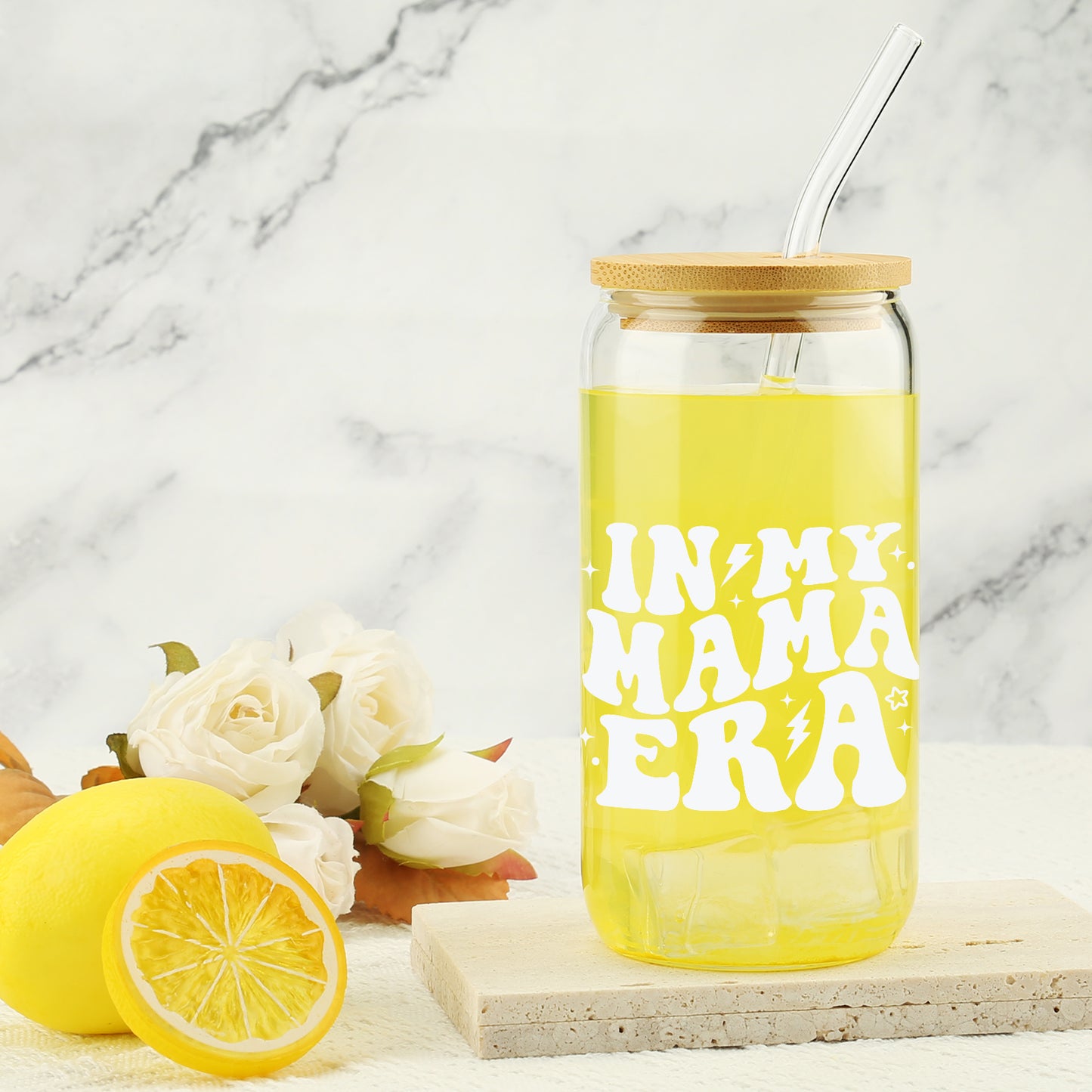 Mother's Day Gifts for New Mom - Unique Birthday Gifts for Pregnant Mom, Pregnancy Announcement Coffee Tumbler, New Mother Coffee Cup, Baby Announcement Gifts - 16oz Coffee Glass Cup Set w/Straw Lid