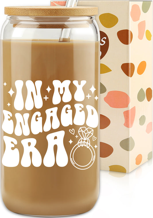 Engagement Gift, In My Engaged Era Glass Cup, Future Bride Gift Ideas, Bridal Shower Gift for Her, Wedding Gift for Best Friend - New Bride Gift - Fiancée Gift - Bride to Be Tumbler - Gifts for Her