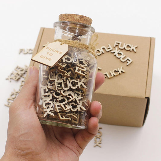 fuck jar（5oz）Gift Jar,Fucks to Give,Fuck Wooden Cutout Letter Piece Bad Mood Vent Spoof Birthday Day,Holiday, Thanksgiving Christmas Gifts to Friend,gag Funny Gift