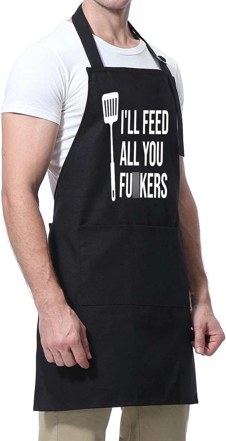 Funny Cooking Aprons for Men Women, Funny Dad Gifts for Mens Father, Mom - Mothers Day, Fathers Day, Birthday Gifts for Dad Step Brother Boyfriend Husband, Cool BBQ Grilling Kitchen Chef Apron