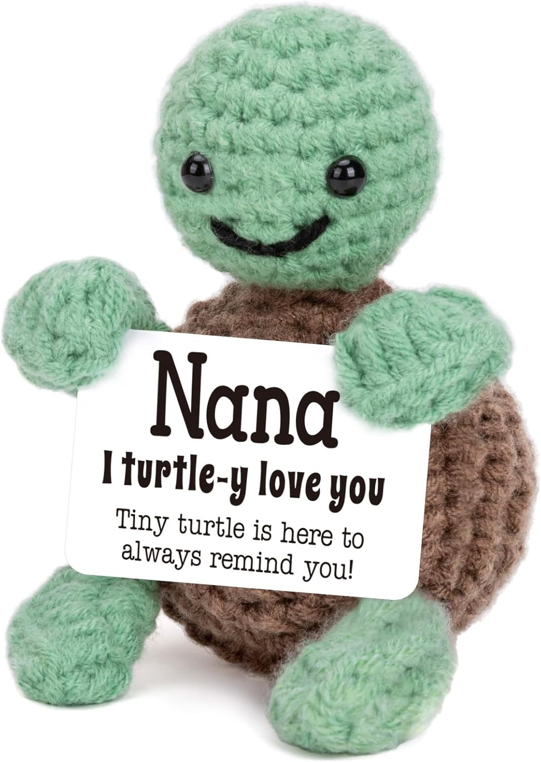 Mini Funny Turtle for  Her Him, Mothers Day Mom Gifts from Daughter Son, New Bonus Step Mom Mama Mother in Law Gifts Ideas, I Love You Small Cute Stuff Things, Handmade Emotional Positive Crochet Turtle
