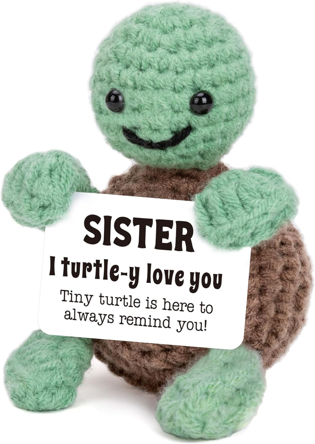 Mini Funny Turtle for  Her Him, Mothers Day Mom Gifts from Daughter Son, New Bonus Step Mom Mama Mother in Law Gifts Ideas, I Love You Small Cute Stuff Things, Handmade Emotional Positive Crochet Turtle