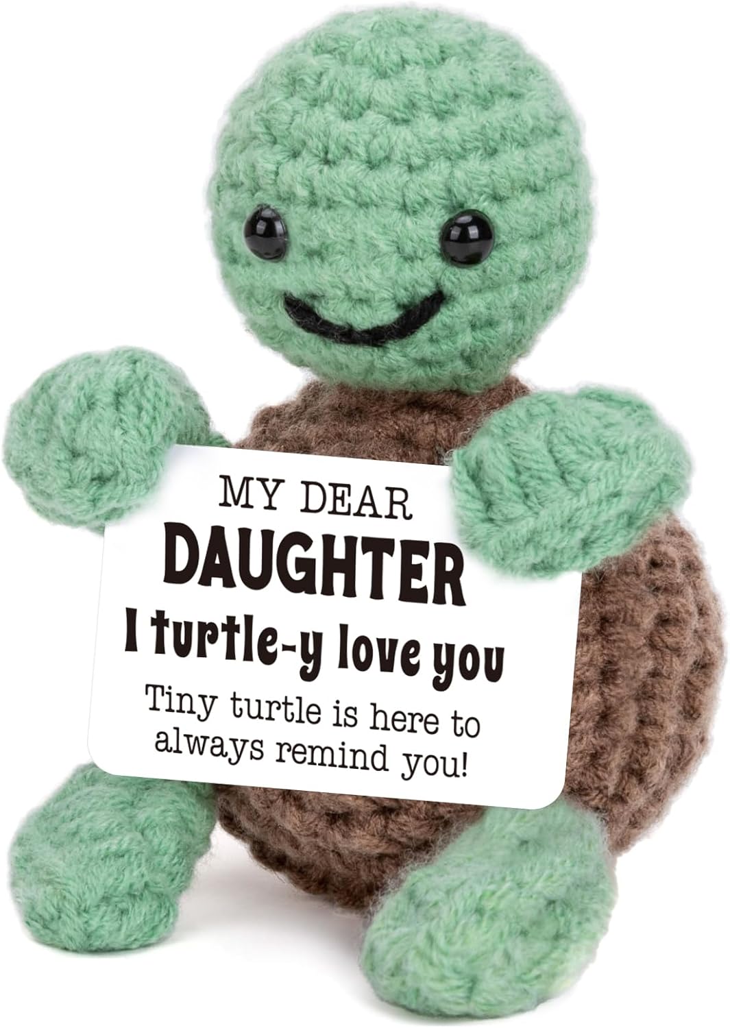 Mini Funny Turtle for  Her Him, Mothers Day Mom Gifts from Daughter Son, New Bonus Step Mom Mama Mother in Law Gifts Ideas, I Love You Small Cute Stuff Things, Handmade Emotional Positive Crochet Turtle
