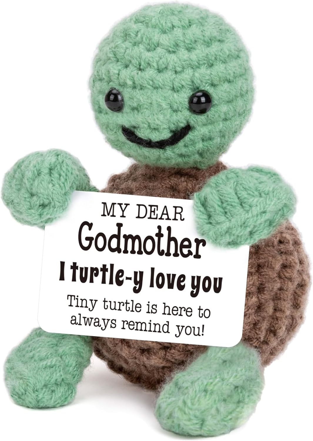 Mini Funny Turtle for  Her Him, Mothers Day Mom Gifts from Daughter Son, New Bonus Step Mom Mama Mother in Law Gifts Ideas, I Love You Small Cute Stuff Things, Handmade Emotional Positive Crochet Turtle