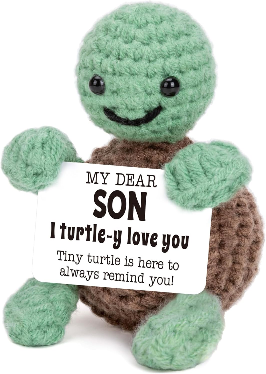Mini Funny Turtle for  Her Him, Mothers Day Mom Gifts from Daughter Son, New Bonus Step Mom Mama Mother in Law Gifts Ideas, I Love You Small Cute Stuff Things, Handmade Emotional Positive Crochet Turtle