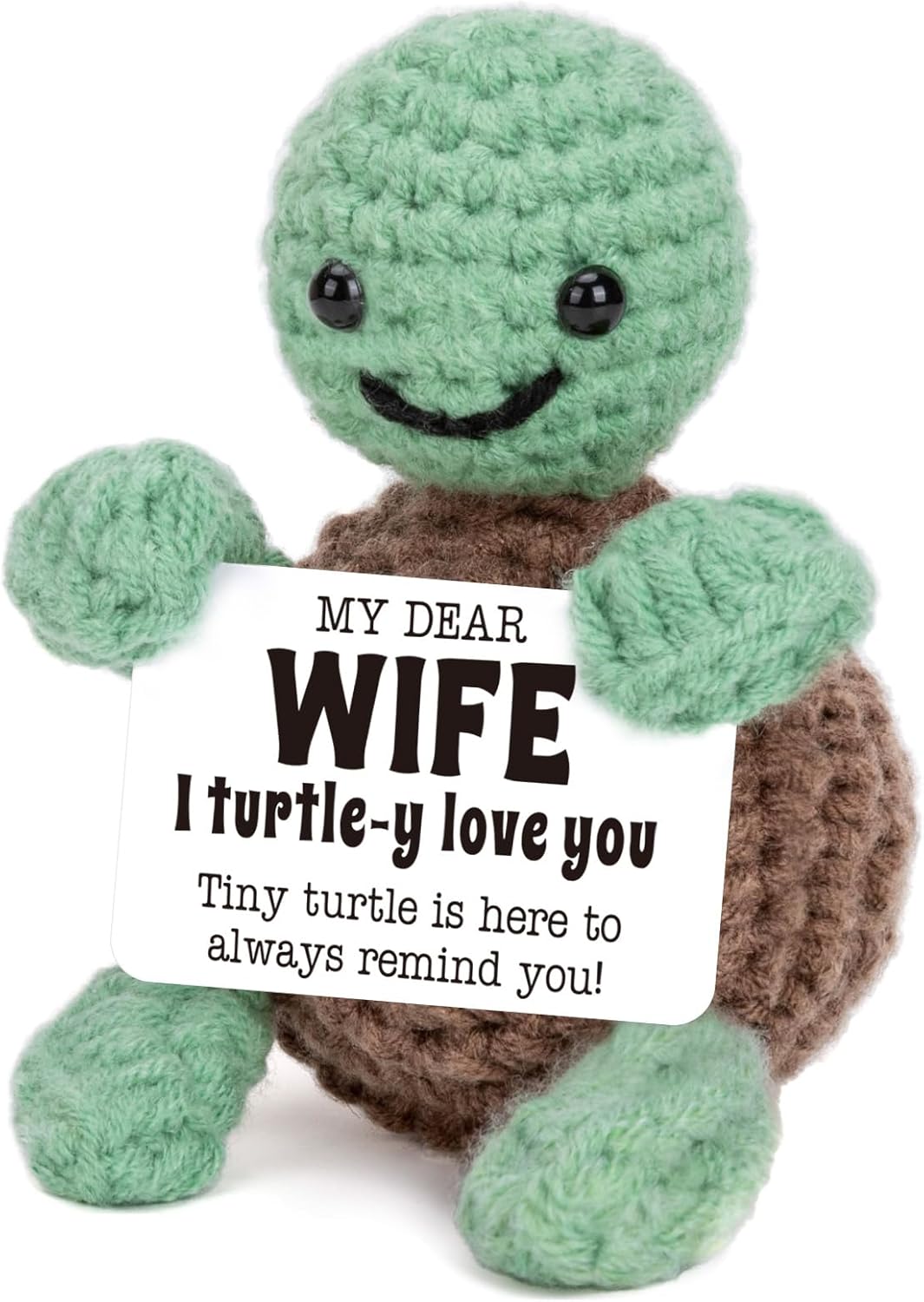 Mini Funny Turtle for  Her Him, Mothers Day Mom Gifts from Daughter Son, New Bonus Step Mom Mama Mother in Law Gifts Ideas, I Love You Small Cute Stuff Things, Handmade Emotional Positive Crochet Turtle